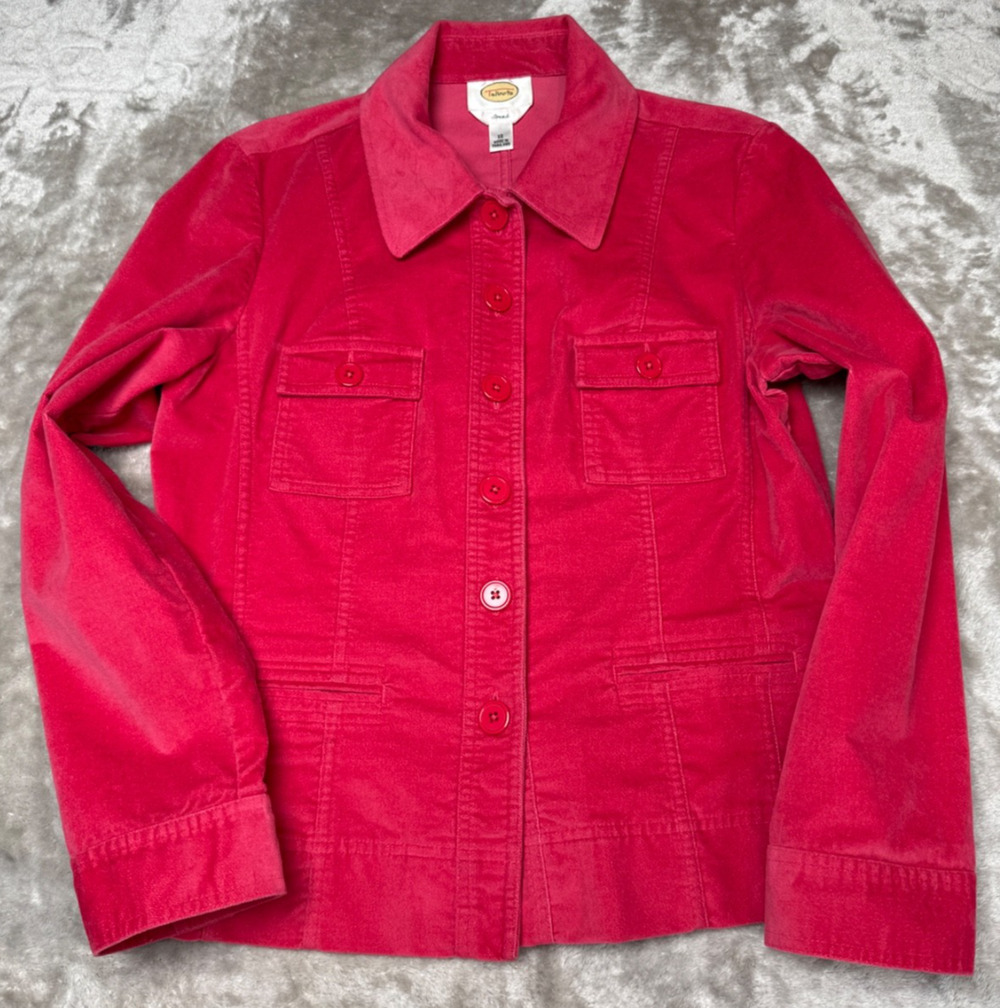 Talbots Raspberry Pink Cotton Stretch Velvet Jacket Womens Size 12